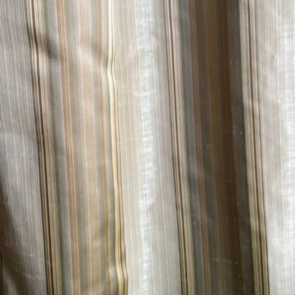 Calico Home Lined 32W x 92L Striped Pleated Silk Drapes. Set of 2